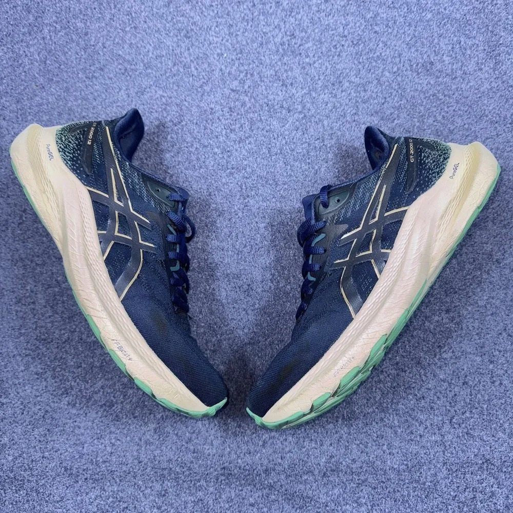 Asics GT 2000 12 Blue Expanse Champagne Running Shoes 1012B506-401 Womens 9.5